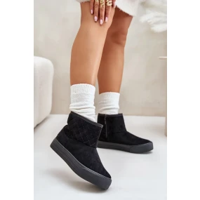 Kotníkové sněhule na zip zateplené kožíškem Big Star černé Kotníkové sněhule na zip zateplené kožíškem Big Star černé