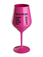 PRACUJI NA 100% - růžová nerozbitná sklenice na víno 470 ml PRACUJI NA 100% - růžová nerozbitná sklenice na víno 470 ml