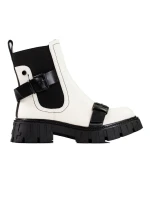 Zajímavé kotníčkové boty bílé dámské na plochém podpatku Zajímavé kotníčkové boty bílé dámské na plochém podpatku