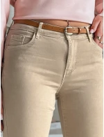 Dámské džínové kalhoty CLARET s páskem ve světle hnědé barvě FashionStreet UY2455