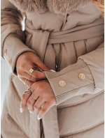 Dámská prošívaná zimní bunda s kožešinou FashionStreet camel TY5077 Dámská prošívaná zimní bunda s kožešinou FashionStreet camel TY5077