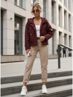 Kurtka przejściowa damska z kapturem i bordowa model 22035956 - FashionStreet