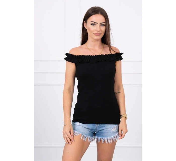 Španělská halenka s volánky černá