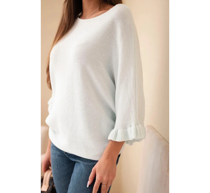 Dámský svetr typu model 21949270 s kulatým výstřihem mátový - K-Fashion Dámský svetr typu model 21949270 s kulatým výstřihem mátový - K-Fashion