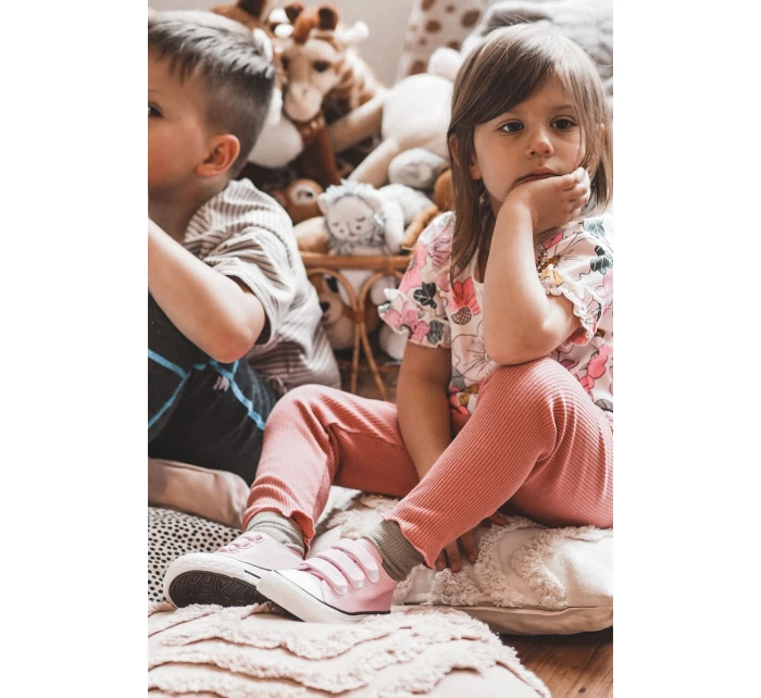 Dětské tenisky na suchý zip růžove Bernie