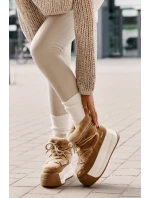 Kožené Dámské Sněhule Na Silné Podešvi S Kožešinou Big Star model 21669685 Hnědé - Big Star Shoes Kožené Dámské Sněhule Na Silné Podešvi S Kožešinou Big Star model 21669685 Hnědé - Big Star Shoes