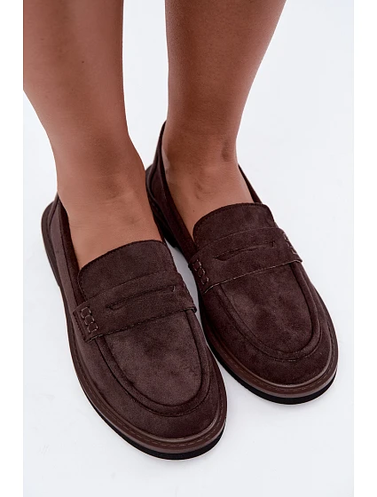 Dámské hnědé semišové mokasíny model 22348968 - VINCEZA Dámské hnědé semišové mokasíny model 22348968 - VINCEZA