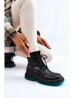 Dámské šněrovací boty se zelenou podrážkou černá Trinah Dámské šněrovací boty se zelenou podrážkou černá Trinah