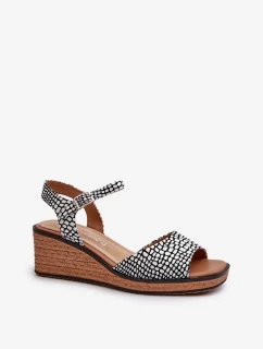 Dámské sandály na klínu Sergio Leone bílá a černá