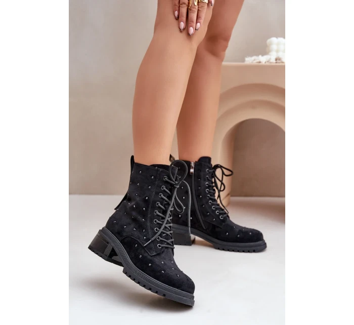 Zdobené Dámské Zateplené Kotníkové Boty D&A MR880-017 Černé