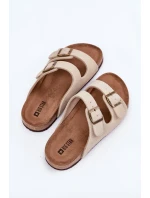 Dámské semišové pantofle s přezkami Big Star – béžové Dámské semišové pantofle s přezkami Big Star – béžové