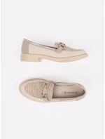 Módní dámské  mokasíny Jasnobeżowy bez podpatku