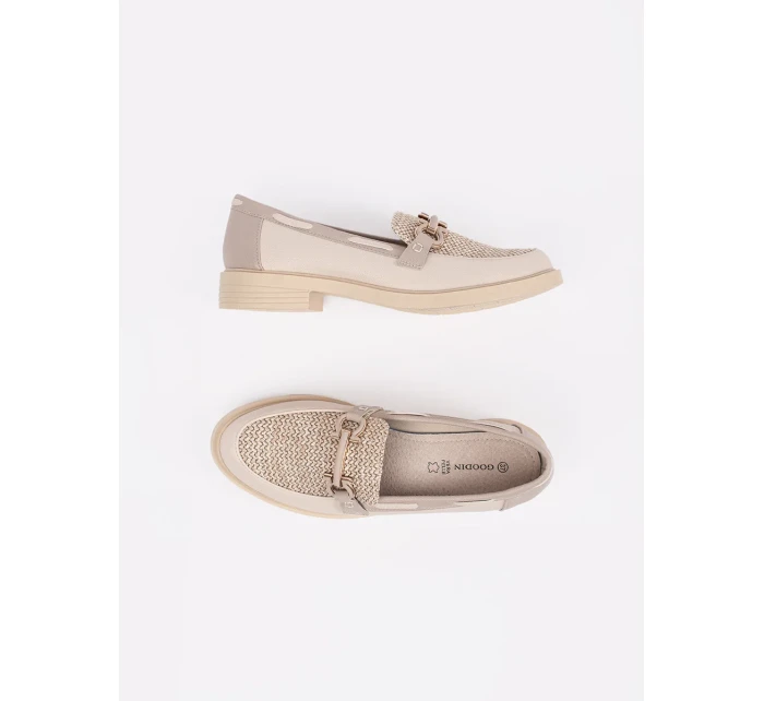 Módní dámské  mokasíny Jasnobeżowy bez podpatku