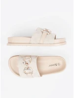 Jedinečné dámské nazouváky Jasnobeżowy na plochém podpatku Jedinečné dámské nazouváky Jasnobeżowy na plochém podpatku