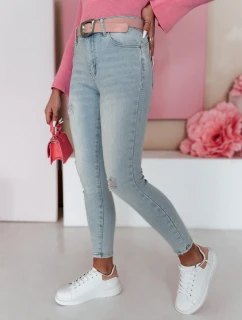 Dámské úzké džínové kalhoty s páskem SLIMIVI modré FashionStreet UY2423