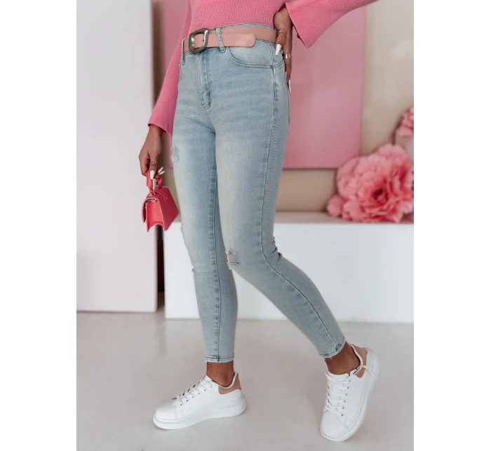 Dámské úzké džínové kalhoty s páskem SLIMIVI modré FashionStreet UY2423