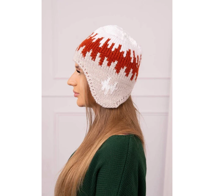 Dámská čepice Nikol K405 bílá+červená+béžová Dámská čepice Nikol K405 bílá+červená+béžová