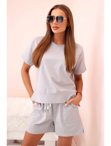 Dámský punto set s krátkými rukávy a šortkami šedý Dámský punto set s krátkými rukávy a šortkami šedý