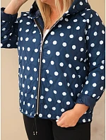 Dámská bunda Plus Size s kapucí a puntíky modrá granatowa Dámská bunda Plus Size s kapucí a puntíky modrá granatowa