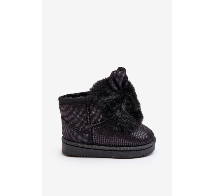 Dětské zimní botky s kožešinou a ušima Černé Betty Dětské zimní botky s kožešinou a ušima Černé Betty