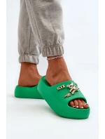 Dámské lehké pěnové žabky s ozdobami zelené model 21665943 - Boto Dámské lehké pěnové žabky s ozdobami zelené model 21665943 - Boto