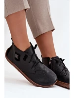 Kožené dámské polobotky s ozdobným detailem  Černé model 21708053 - Zazoo