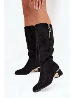 Dámské kozačky na podpatku s eko zamsy černé Lyvienne Dámské kozačky na podpatku s eko zamsy černé Lyvienne