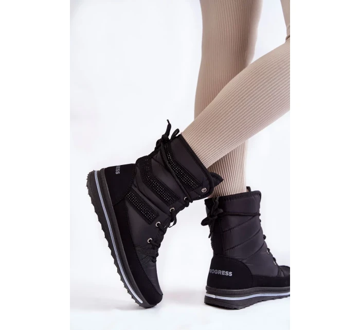 Dámské šněrovací boty do sněhu Progress PROGJ-22-134 Černé Dámské šněrovací boty do sněhu Progress PROGJ-22-134 Černé