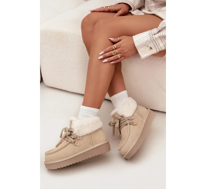 Dámské sněhule D.Franklin z přírodního semiše – světle béžové Dámské sněhule D.Franklin z přírodního semiše – světle béžové