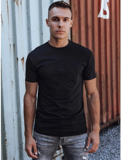 Pánské tričko s potiskem černé FashionStreet RX5576 Pánské tričko s potiskem černé FashionStreet RX5576