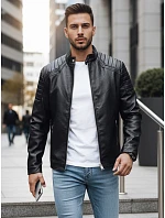 Pánská přechodná kožená bunda černá FashionStreet TX4732