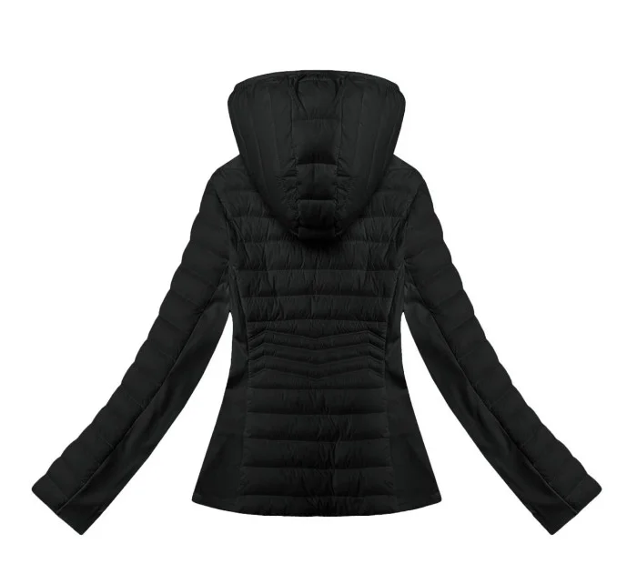 Černá dámská bunda z různých spojených materiálů model 21095895 - J.STYLE Černá dámská bunda z různých spojených materiálů model 21095895 - J.STYLE