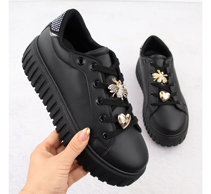 Dámská sportovní obuv na platformě černá NEWS 4756