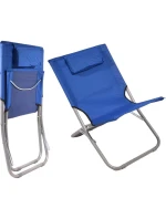 SKLÁDACÍ PLÁŽOVÉ LEHÁTKO S OPĚRKOU HLAVY 47X61X58CM NÁMOŘNICKÁ MODŘ