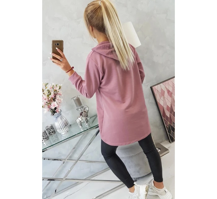 Mikina s delšími zády a kapucí tmavě růžová