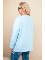 Dámská bavlněná blůza Plus Size s třásněmi modrá