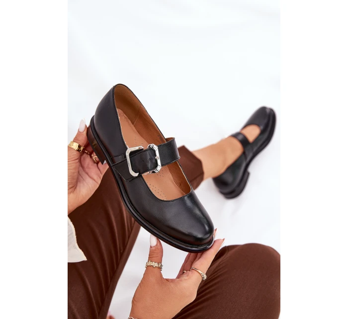 Kožené dámské polobotky s přezkou Laura model 21690042 Černé - Laura Messi