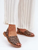 Zazoo 40327 Kožené Nazouvací Sandály Leopardí