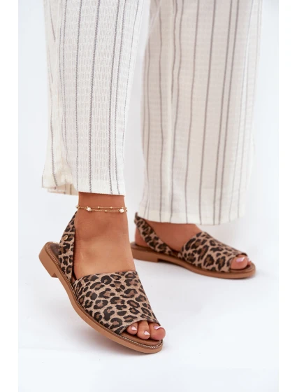 model 21697372 Kožené Nazouvací Sandály Leopardí - Zazoo model 21697372 Kožené Nazouvací Sandály Leopardí - Zazoo