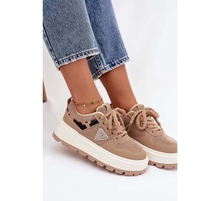 Zateplené dámské tenisky na platformě béžové Florinda Zateplené dámské tenisky na platformě béžové Florinda