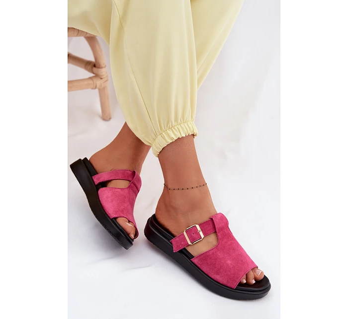 Semišové dámské sandály na platformě se zlatým model 22094994 - Boto