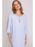šaty s výstřihem s světle modré model 20966091 - STYLOVE šaty s výstřihem s světle modré model 20966091 - STYLOVE