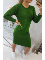 Pruhované svetrové šaty zelené
