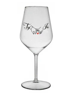 TY A JÁ (svatba) - čirá nerozbitná sklenice na víno 470 ml