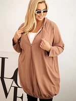 Dámská mikina Plus Size s kapucí Cappuccino - ZENTEX