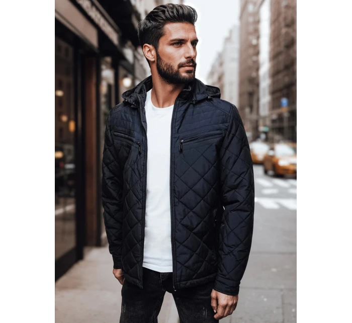 Pánská přechodná bunda s kapucí FashionStreet tmavě modrá TX4990