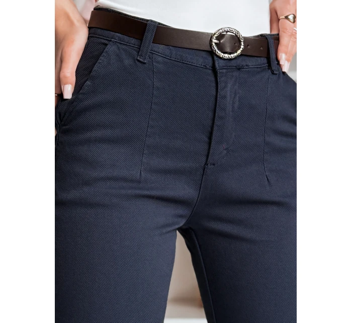 Dámské kalhoty slim fit s páskem navy blue model 21986229 - Dstreet Dámské kalhoty slim fit s páskem navy blue model 21986229 - Dstreet