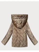 Pikowana kurtka damska z kapturem Goodlookin beżowa (B8596-12)