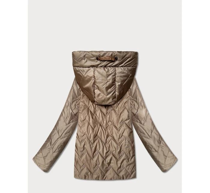 Pikowana kurtka damska z kapturem Goodlookin beżowa (B8596-12)