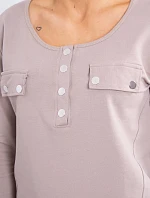 Sada s knoflíkovým výstřihem tmavě béžová